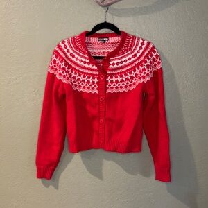 Fashion Nova - Fair Isle Cardigan - Red - Large